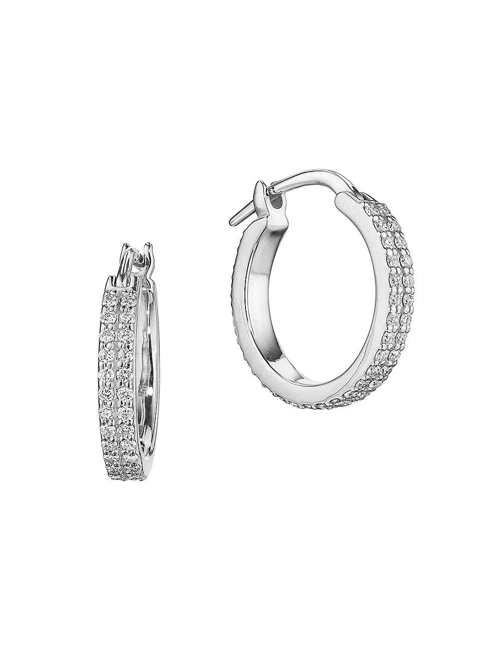 Womens Coup De Coeur 14K White Gold & 0.16 TCW Diamond Hoop Earrings Product Image