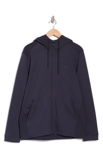 HUGO BOSS Boss Saggy Curved Zip-up Hoodie In Dark Blue Product Image