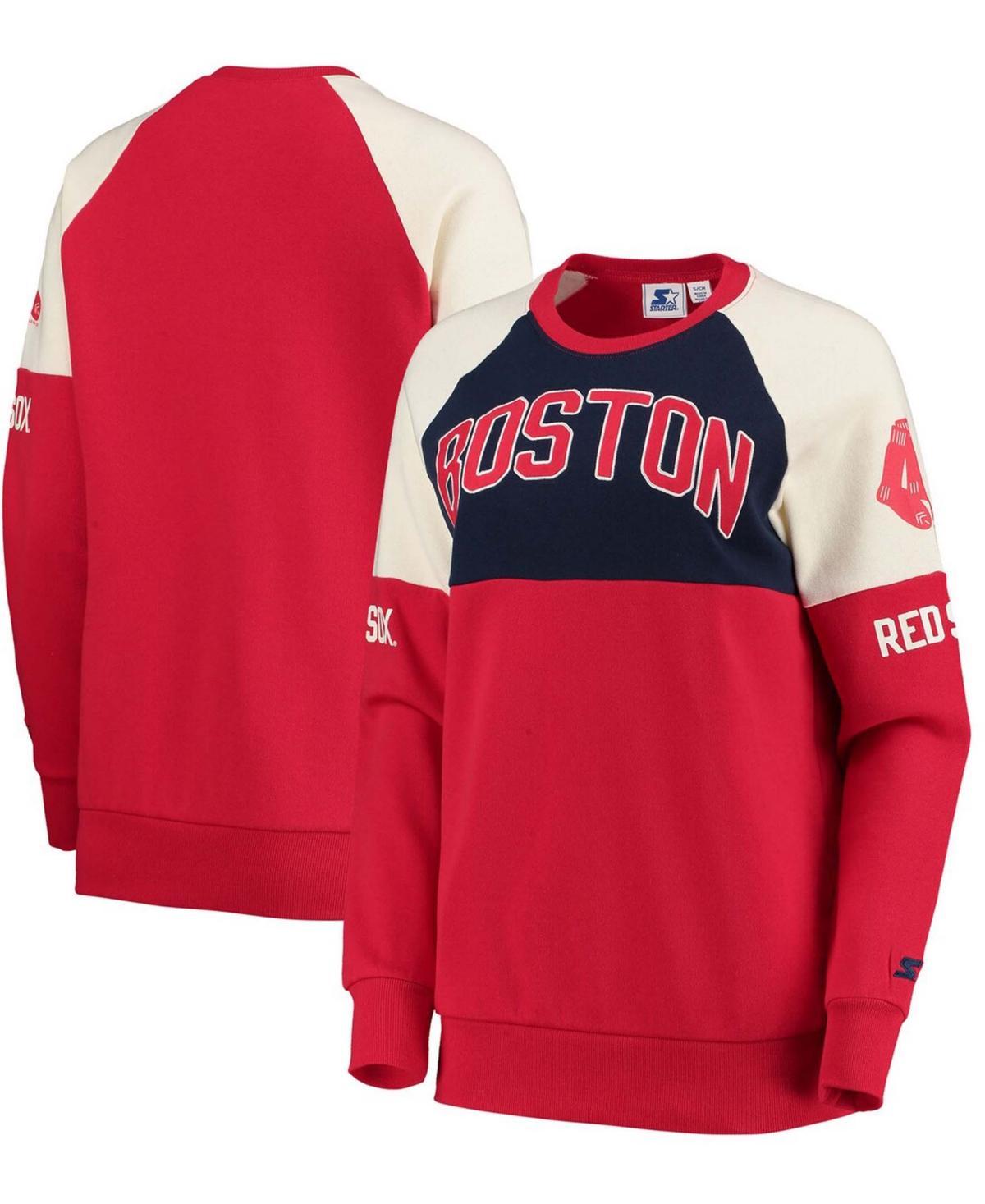 Womens Starter /Red Boston Red Sox Baseline Raglan Historic Logo Pullover Sweatshirt Blue Product Image