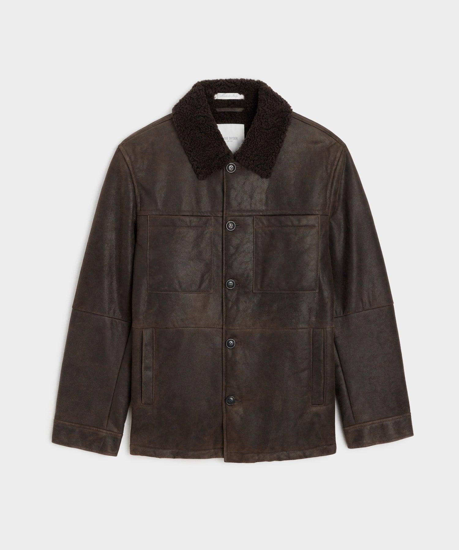 Shearling Chore Jacket in Brown Product Image