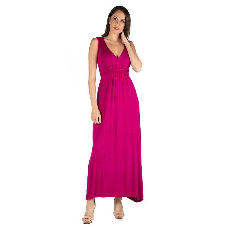 Womens 24seven Comfort Apparel V-Neck Sleeveless Maxi Dress Product Image