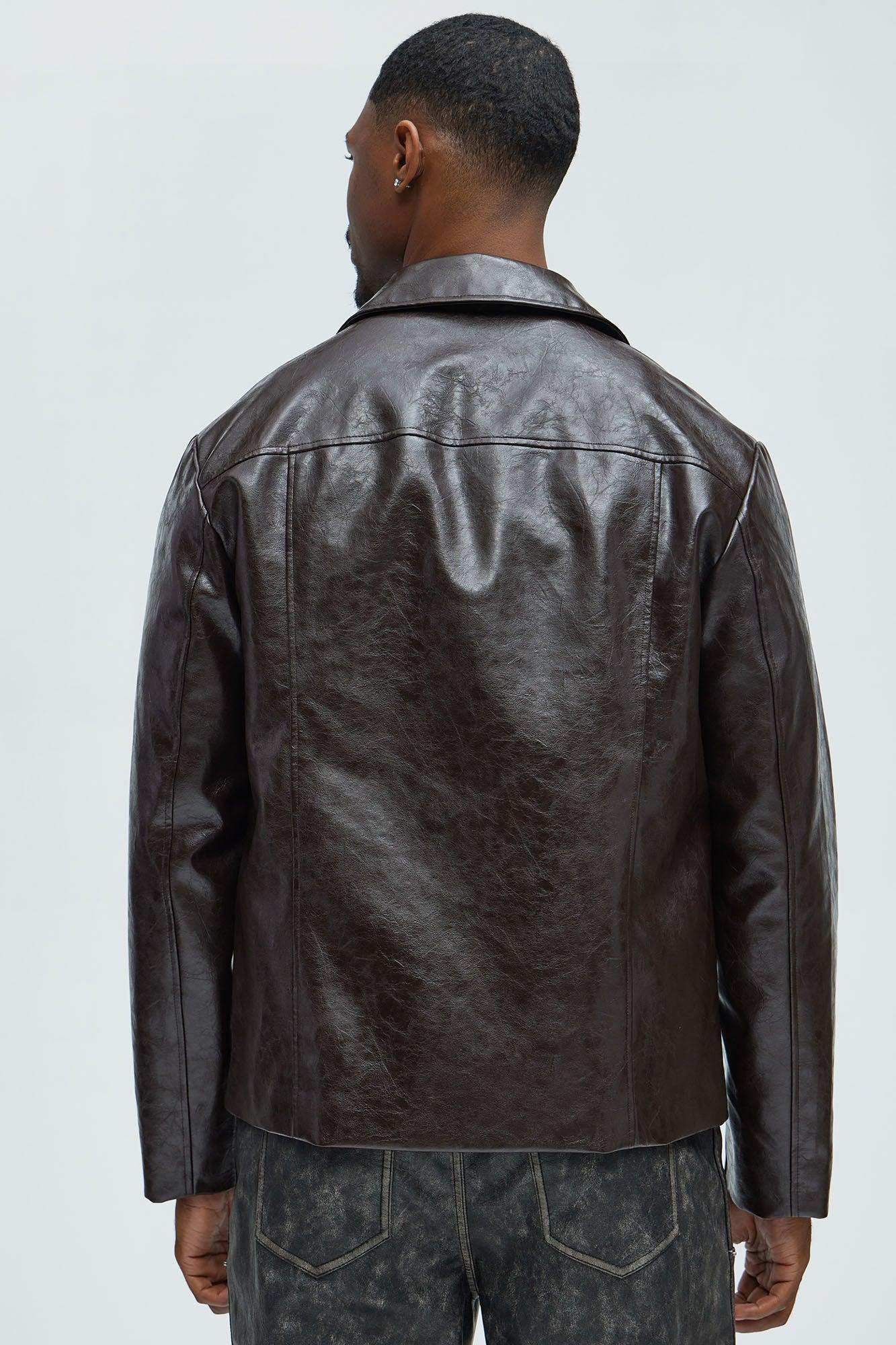 Mitchell Faux Leather Jacket - Brown Product Image