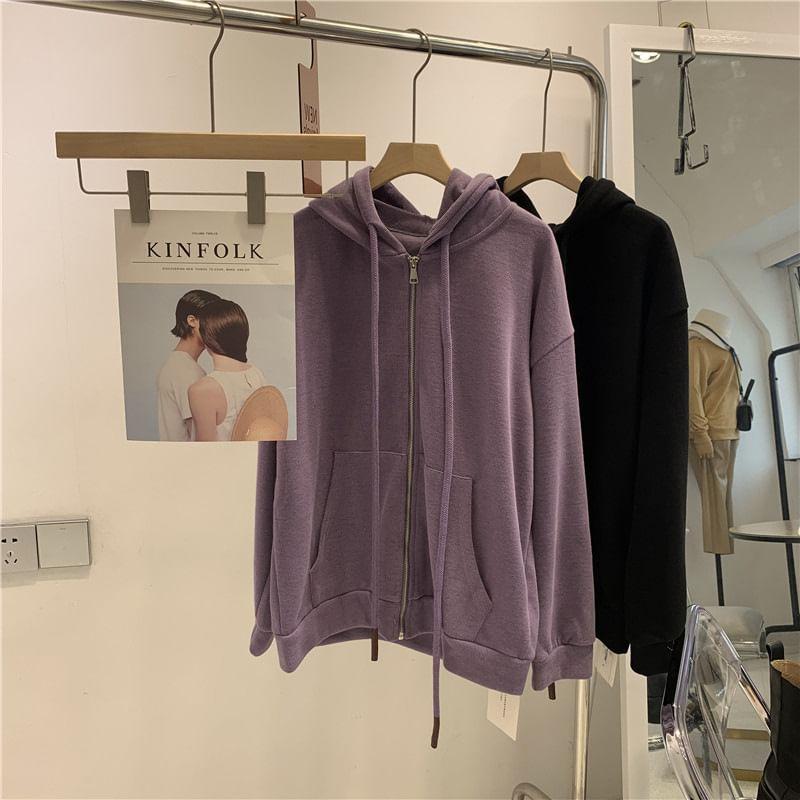 Plain Hooded Zip Jacket Product Image