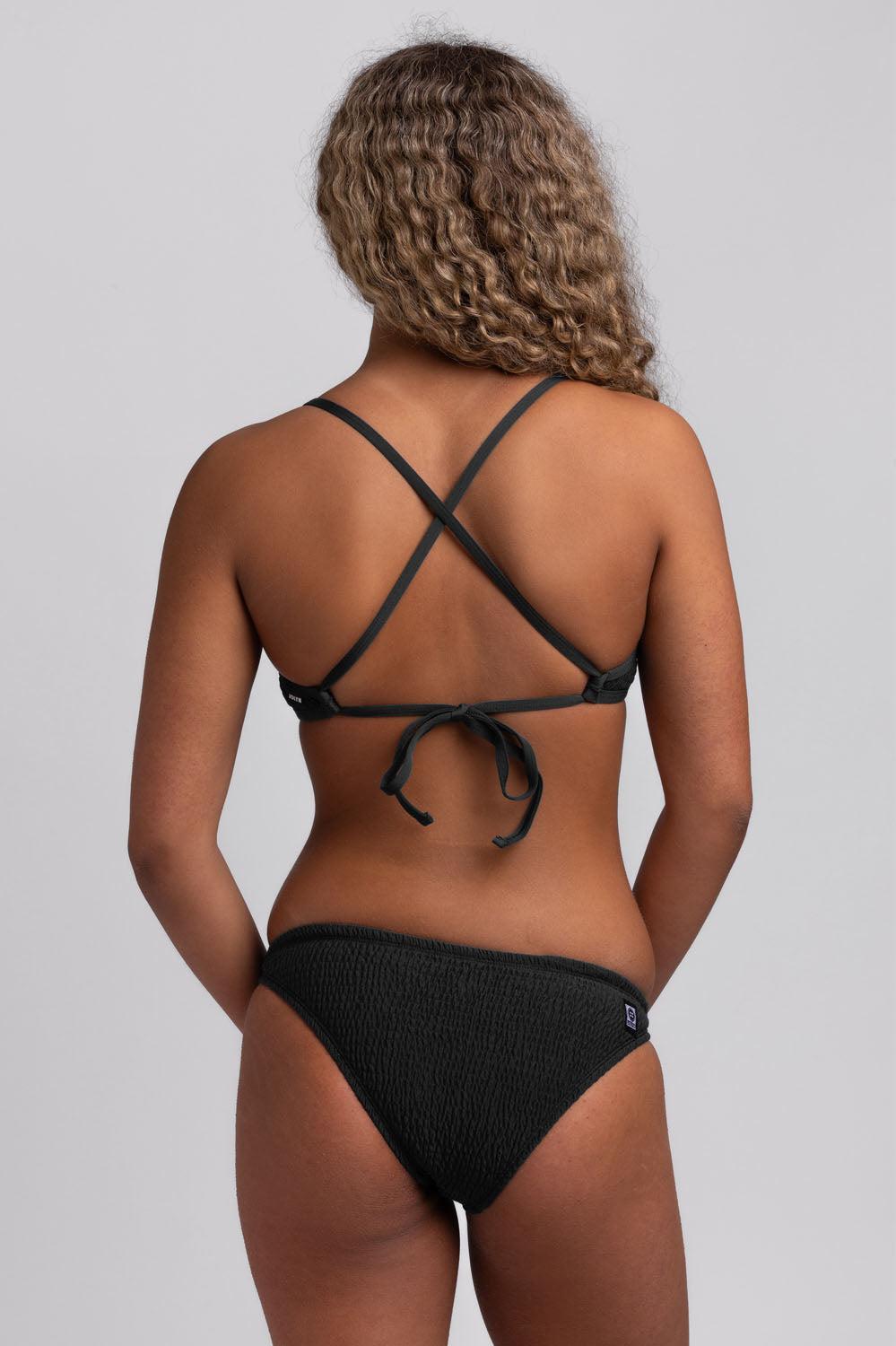 Europe Smocked Bikini Bottom - Black Female Product Image