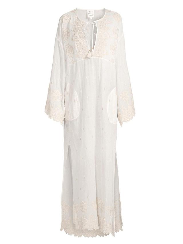 Womens Embroidered Cotton Lawn Caftan Product Image