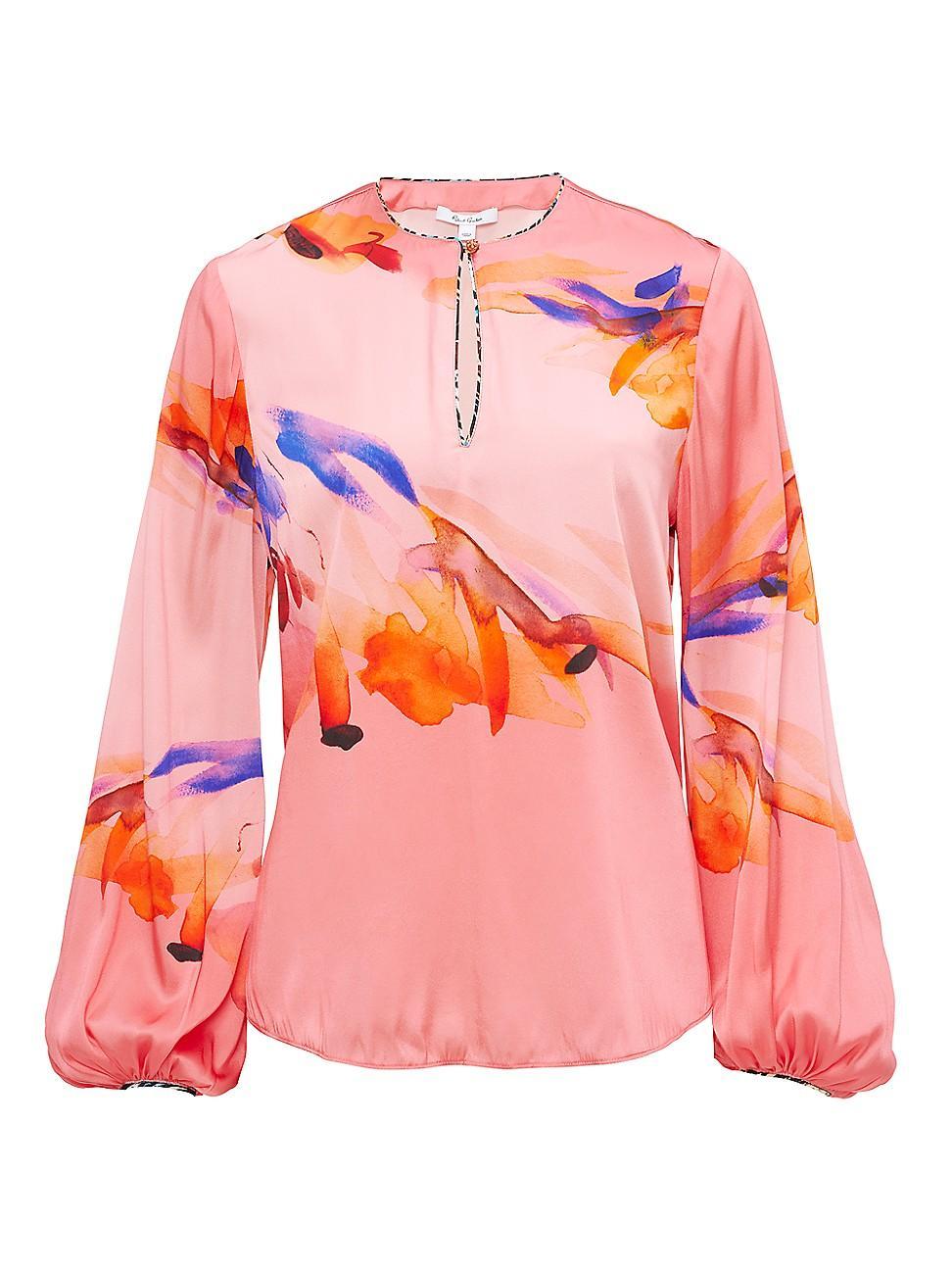 Womens Elizabeth Printed Silk-Blend Blouse Product Image