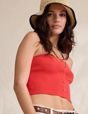 AE Cropped Button-Up Sweater Tube Top Product Image