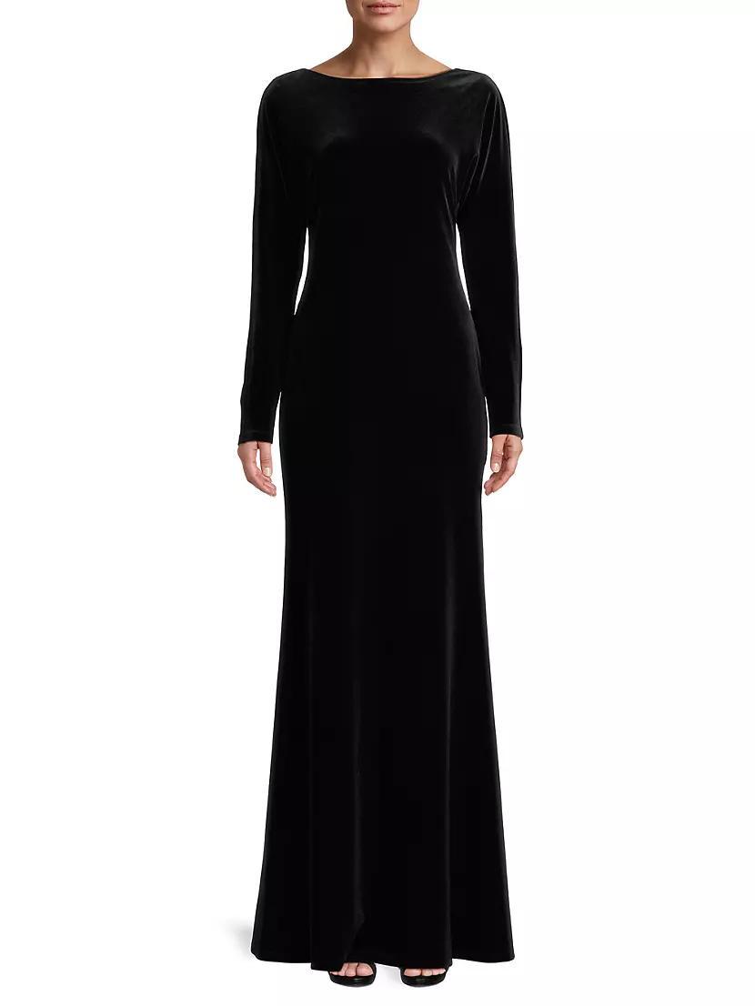 Social Occasion Jewel Back Velvet Gown Product Image