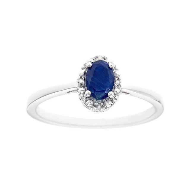 Celebration Gems Sterling Silver Sapphire & Diamond Accent Oval Halo Ring, Womens Blue Product Image