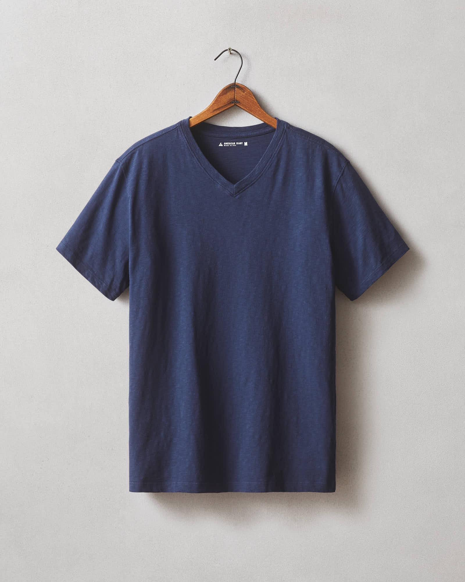 Premium Slub V-Neck Tee - Navy Male Product Image