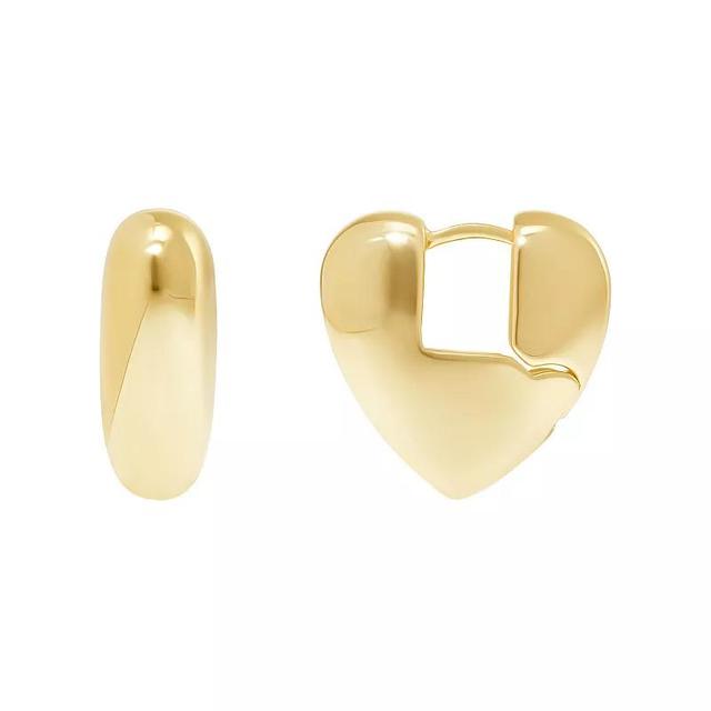 Emberly Polished Chunky Heart Hoop Earrings, Womens, Yellow Product Image