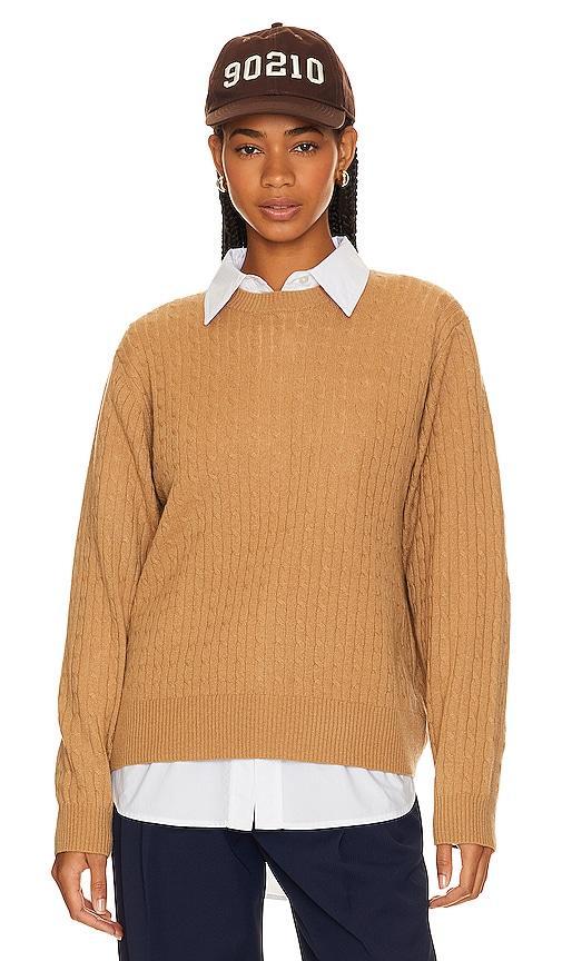 Cashmere Cropped Cable Crew Product Image