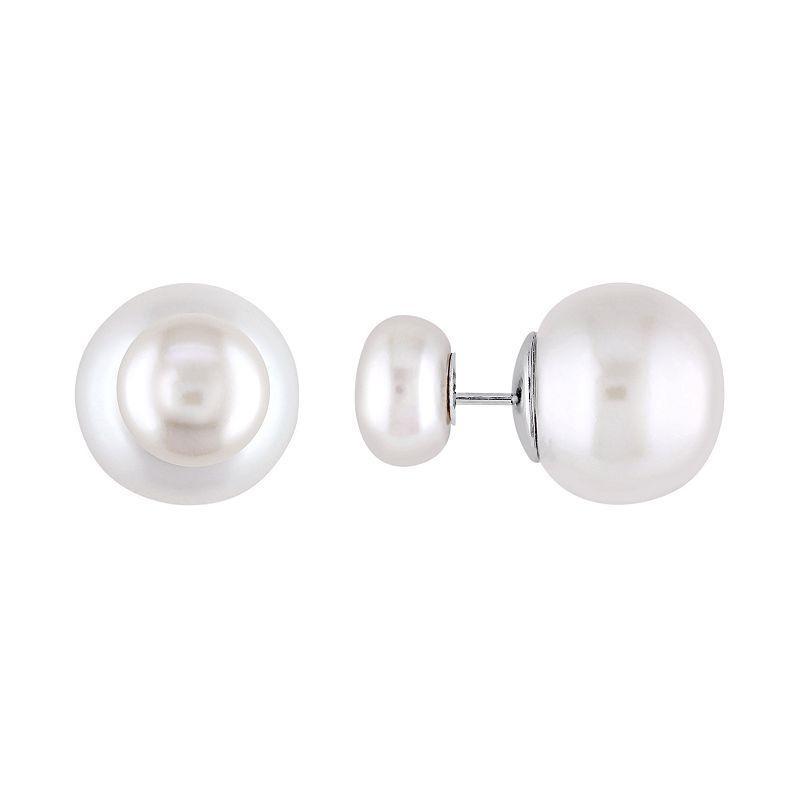 Stella Grace Freshwater Cultured Pearl Sterling Silver Front-Back Stud Earrings, Womens, White Product Image