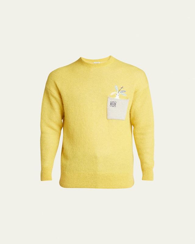 Mens Embroidered Pocket Mohair-Blend Sweater Product Image