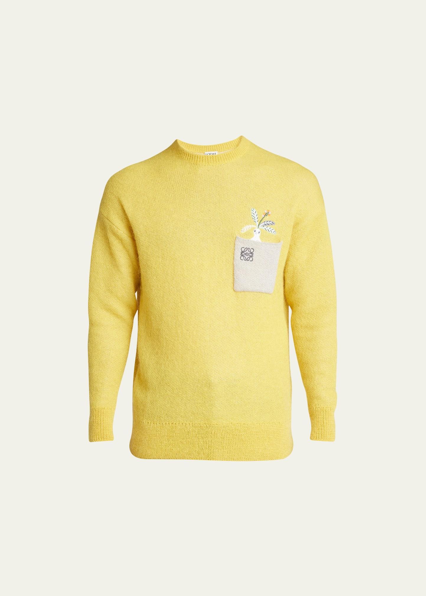 Mens Embroidered Pocket Mohair-Blend Sweater Product Image