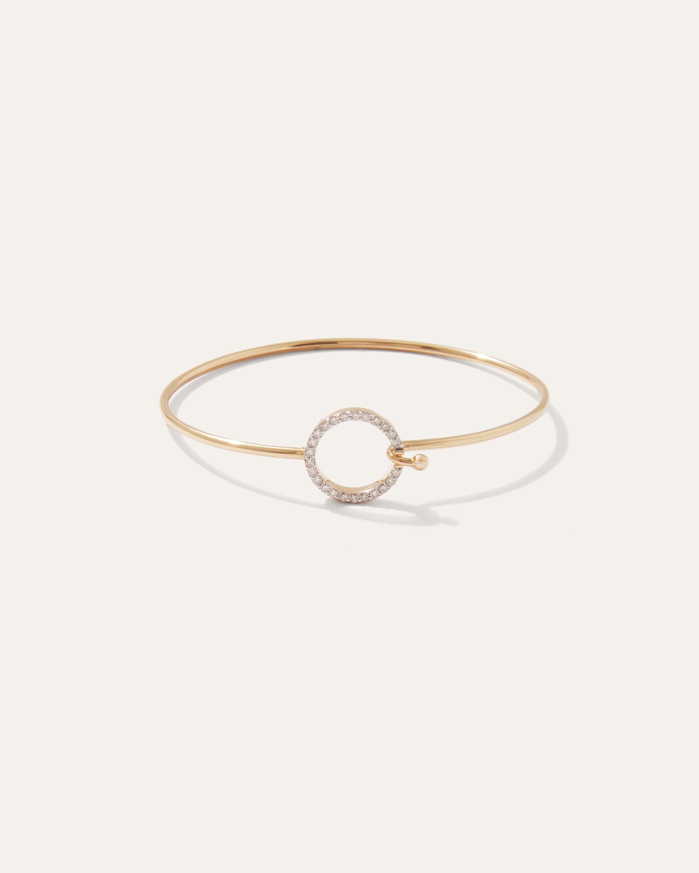 14K Gold Diamond Circle Bangle Bracelet Product Image