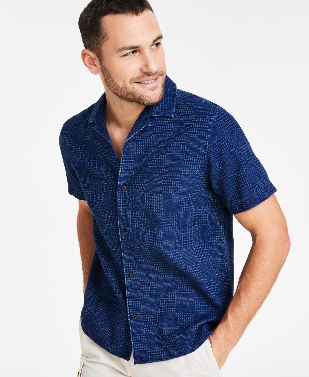 Sun + Stone Mens Regular-Fit Checkered Camp Shirt, Created for Macys Product Image