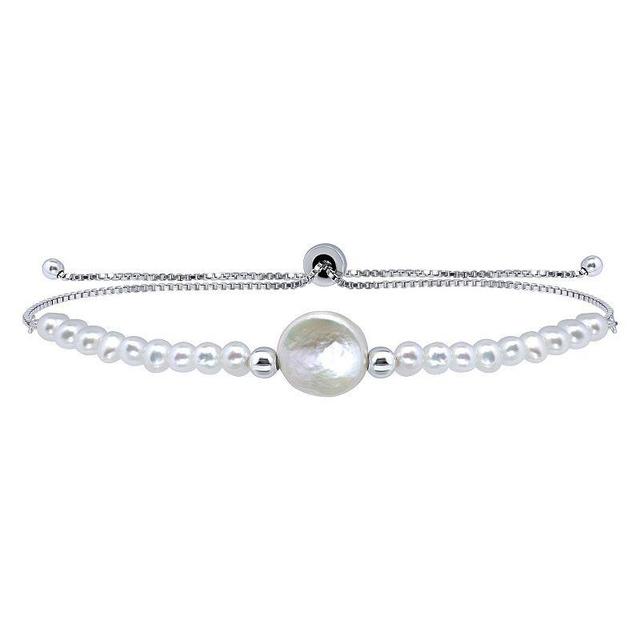 Aleure Precioso Sterling Silver Freshwater Cultured Pearl Adjustable Bracelet, Womens Silver Tone White Product Image