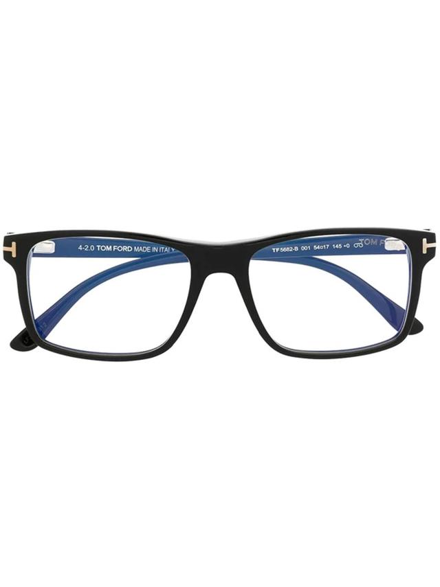 TOM FORD Magnetic Blue-block Rectangular Glasses In Black Product Image