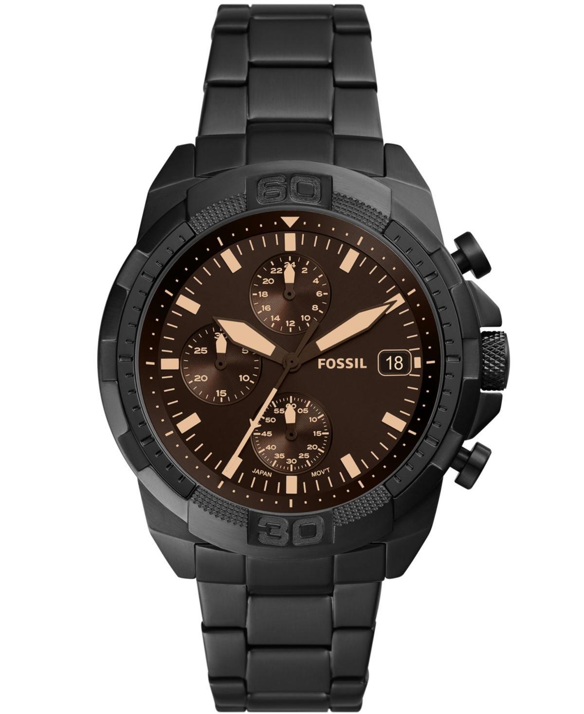 Fossil Bronson Fs5851 Elegant Japanese Movement Fashionable Chronograph Black Stainless Steel Watch Product Image