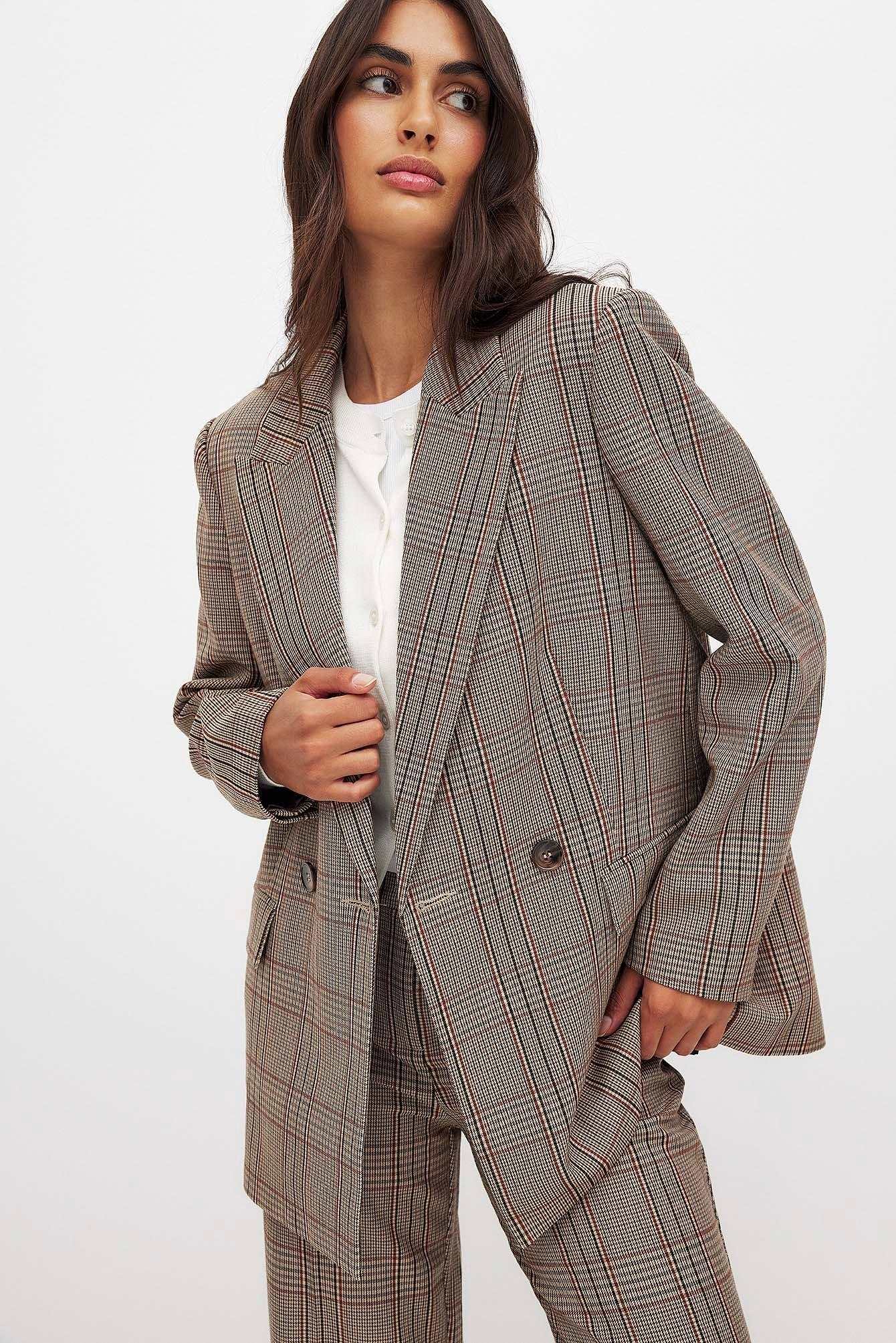 Double Breasted Check Blazer Product Image