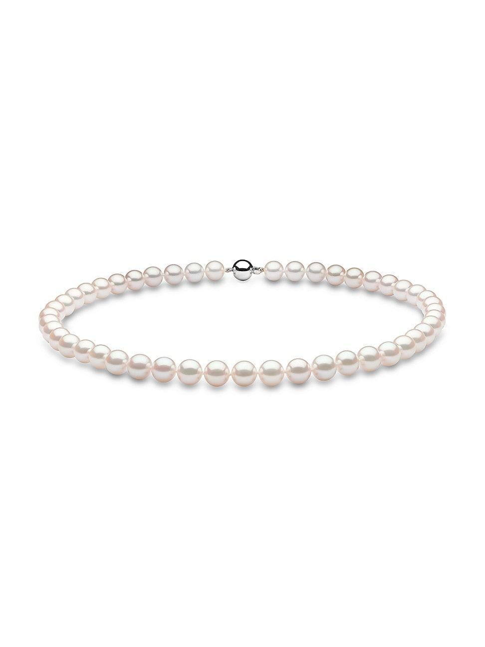 Womens 14K White Gold & 8.5-9MM Akoya Pearl Necklace Product Image