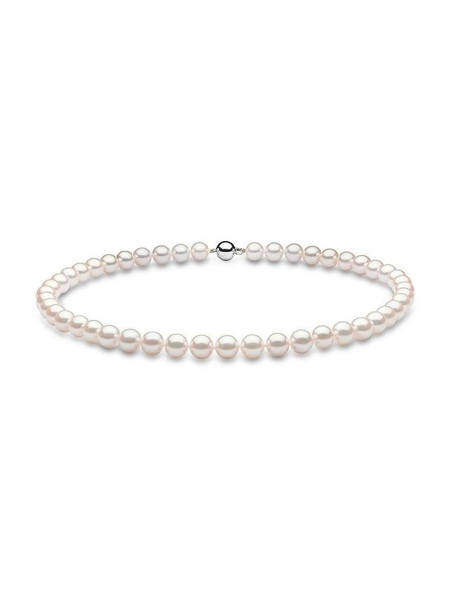 Womens 14K White Gold & 8.5-9MM Akoya Pearl Necklace Product Image