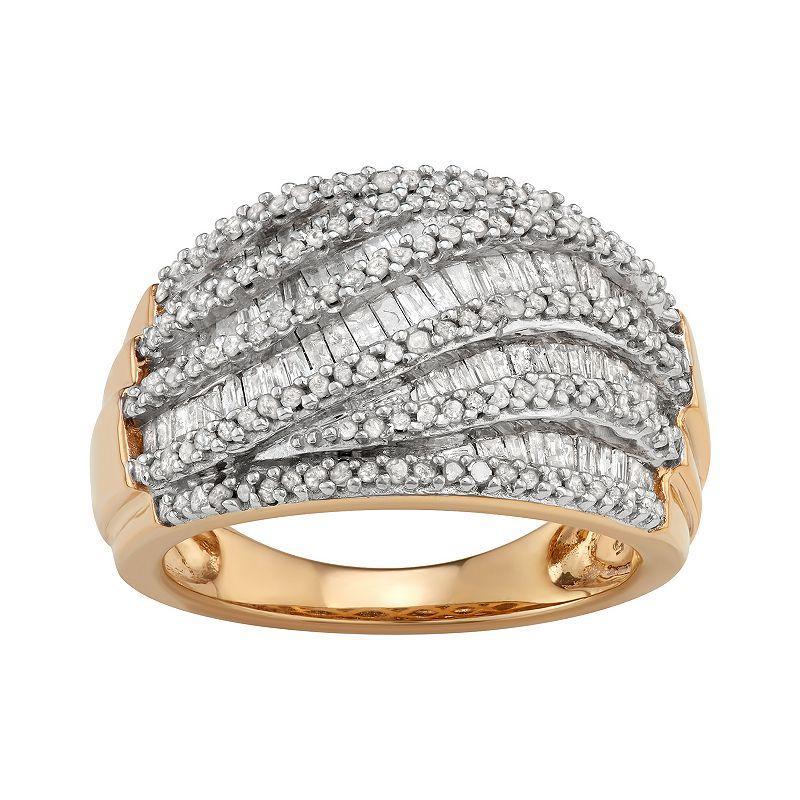 Sterling Silver 1 Carat T.W. Diamond Multi Row Ring, Womens Gold Tone Product Image