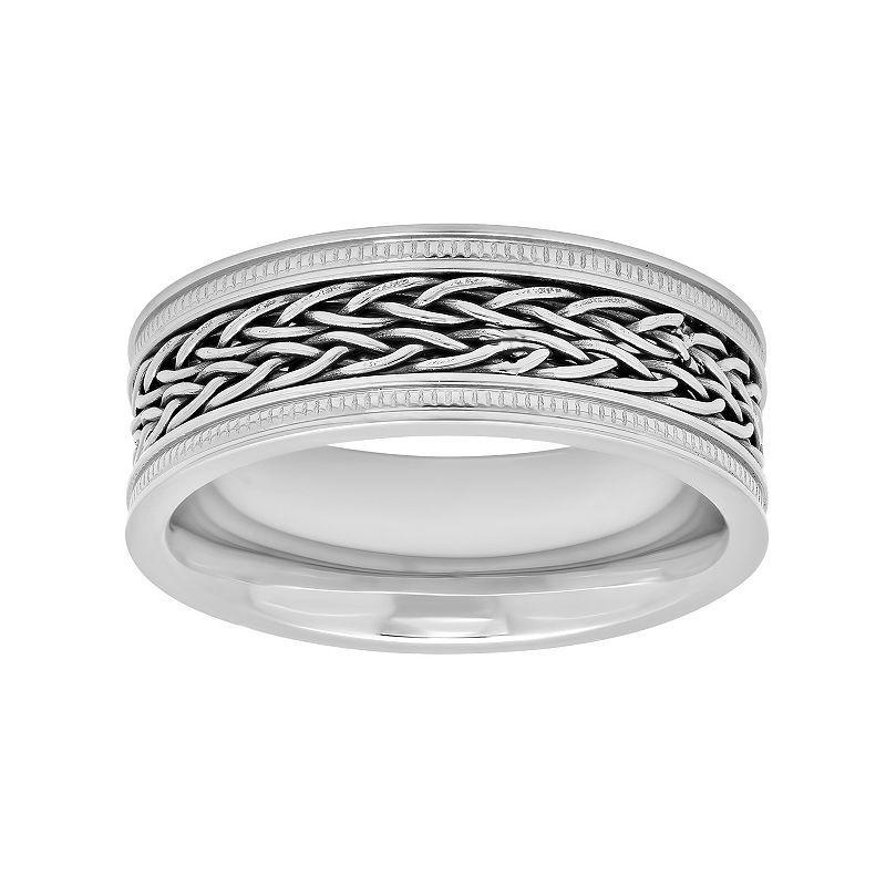 Mens Stainless Steel Braided Wedding Band Grey Product Image