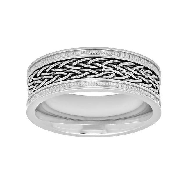 Mens Stainless Steel Braided Wedding Band Grey Product Image