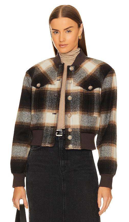 Veronica Beard Stanley Plaid Wool Blend Bomber Jacket Product Image