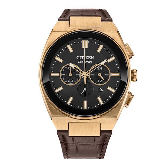 Men's Citizen Axiom Watch in Rose-Tone Stainess Steel with Brown Leather Strap (Model: Ca4583-01E) Product Image