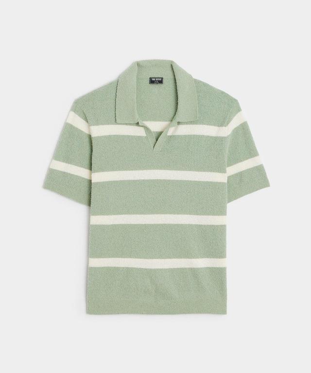 Boucle Stripe Polo in Dusty Mint Product Image