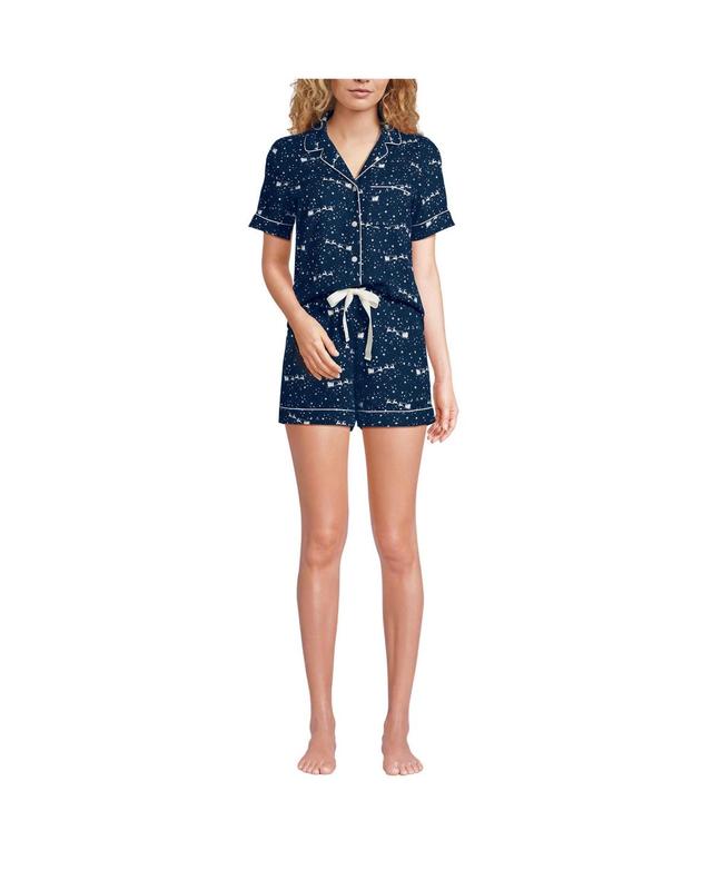 Lands End Womens Drapey Flannel 2 Piece Pajama Set - Short Sleeve Top and Shorts Product Image