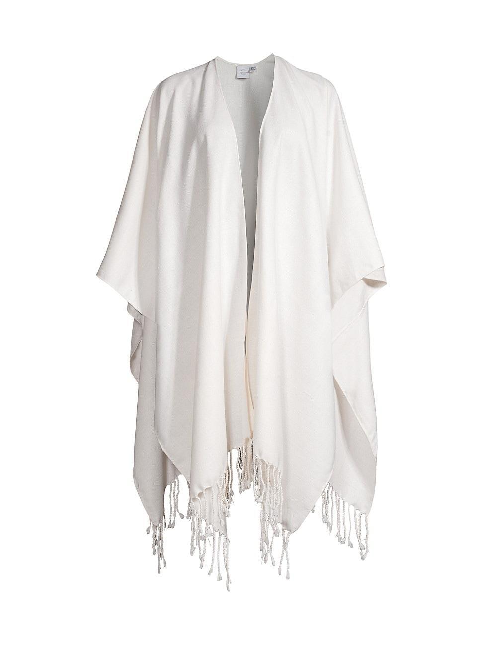 Womens Silk Linen Fringed Cape Product Image