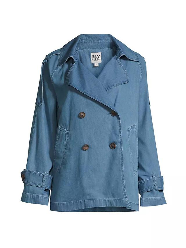 Raglan-Sleeve Denim Trench Coat Product Image