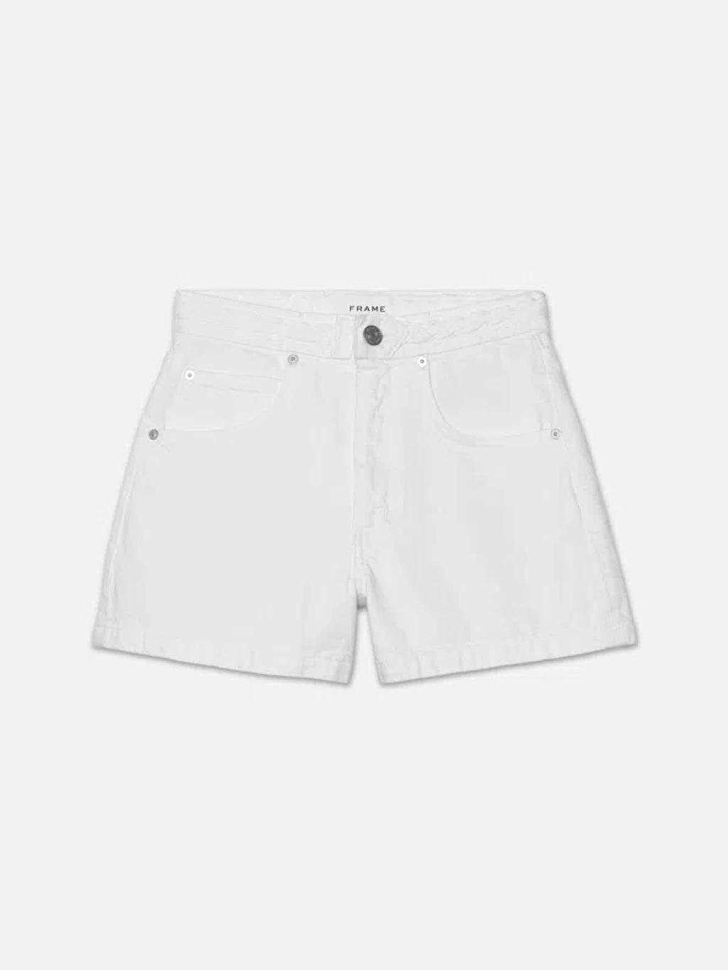 FRAME Braided Waistband Shorts In White Product Image