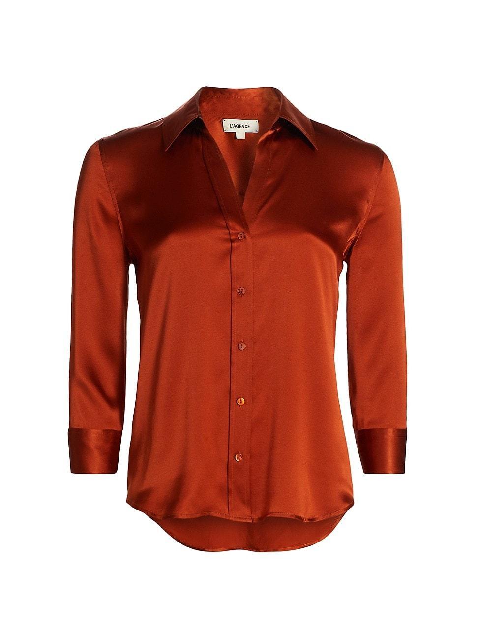 Womens Dani Three-Quarter Sleeve Silk Blouse - Petal - Size Medium Product Image