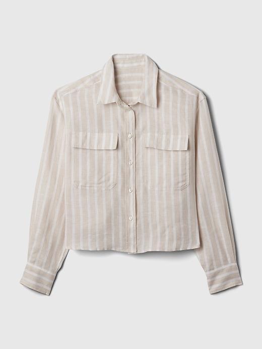 100% Linen Cropped Shirt Product Image