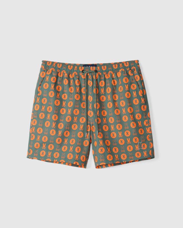 Psycho Bunny Men's Arnold Print Swim Trunk 376 LAUREL WREATH Product Image