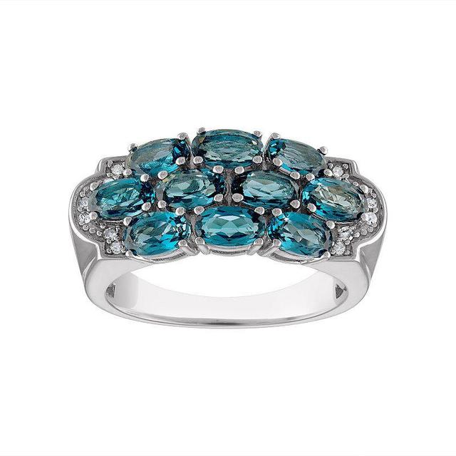 Tiara Sterling Silver London Blue Topaz & Diamond Accent Ring, Womens White Product Image