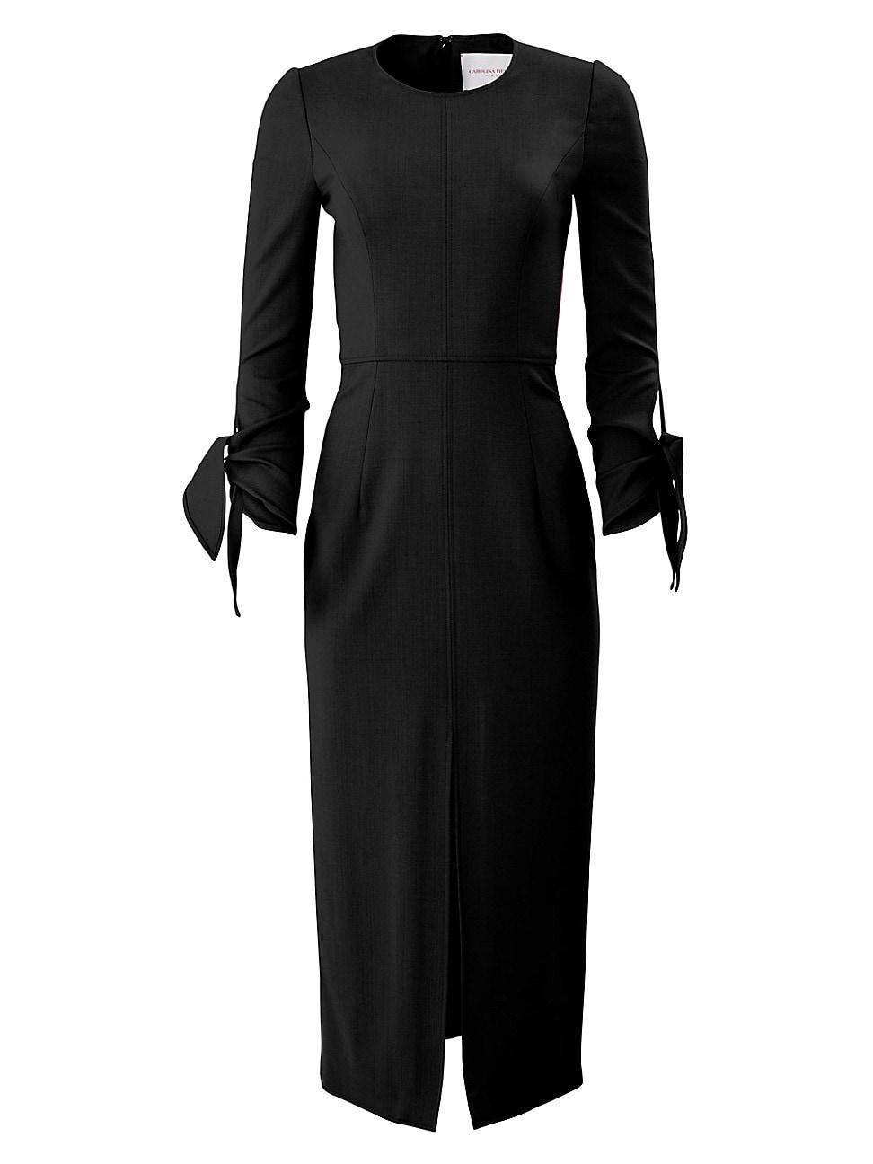 Womens Stretch Wool Tie-Cuff Midi-Dress Product Image