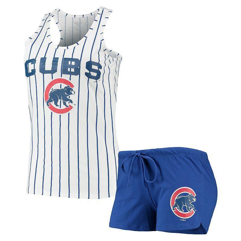 Women's Concepts Sport Royal/White Chicago Cubs Vigor Racerback Tank Top & Shorts Sleep Set Product Image