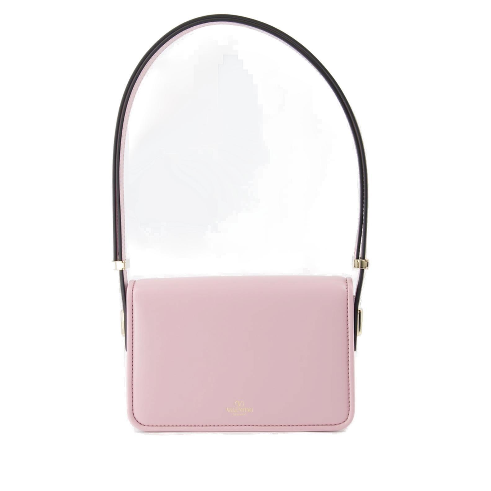 VALENTINO GARAVANI Valentino Logo Plaque Foldover Top Small Shoulder Bag In Pink Product Image