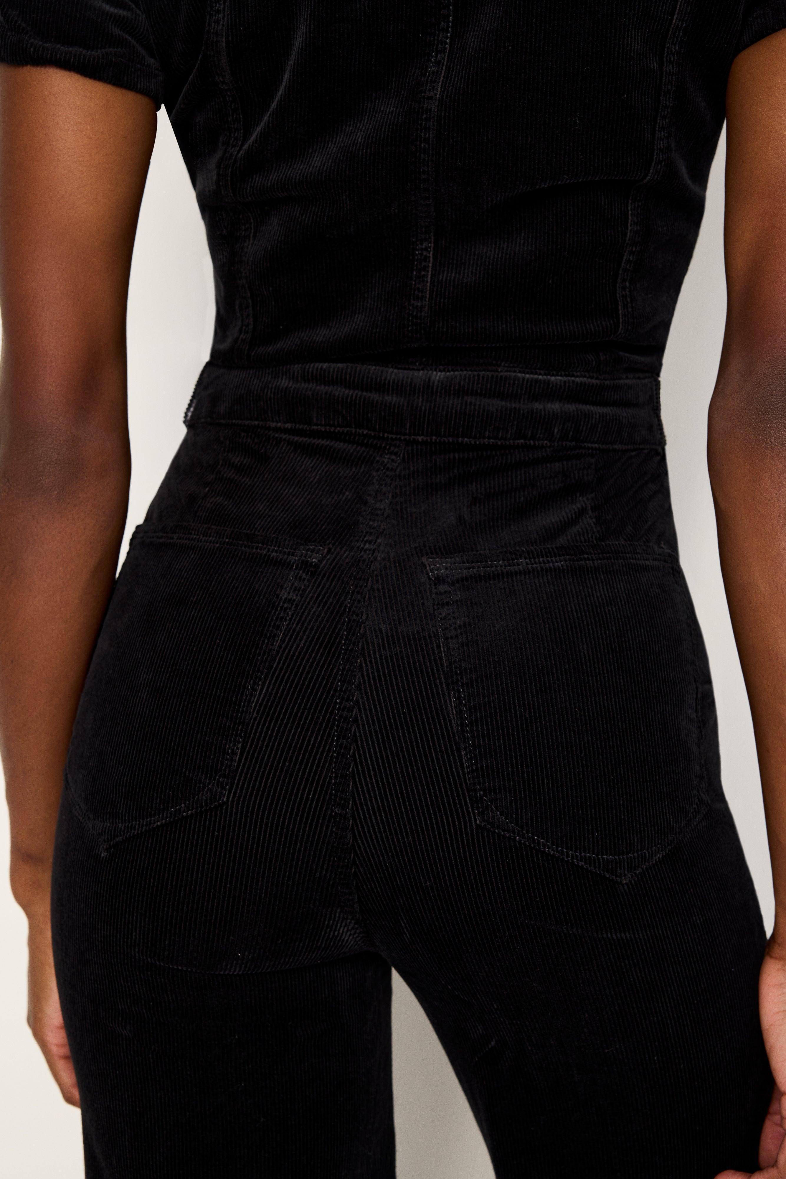 FIT FOR SUCCESS CORDUROY PALAZZO JUMPSUIT | BLACK001 Product Image