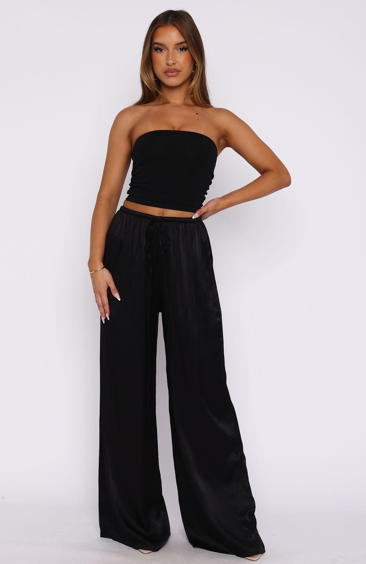 Catching Up Wide Leg Pants Black Product Image