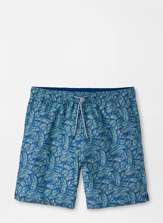 Peter Millar Tropical Shade Leaf Print Swim Trunks Product Image