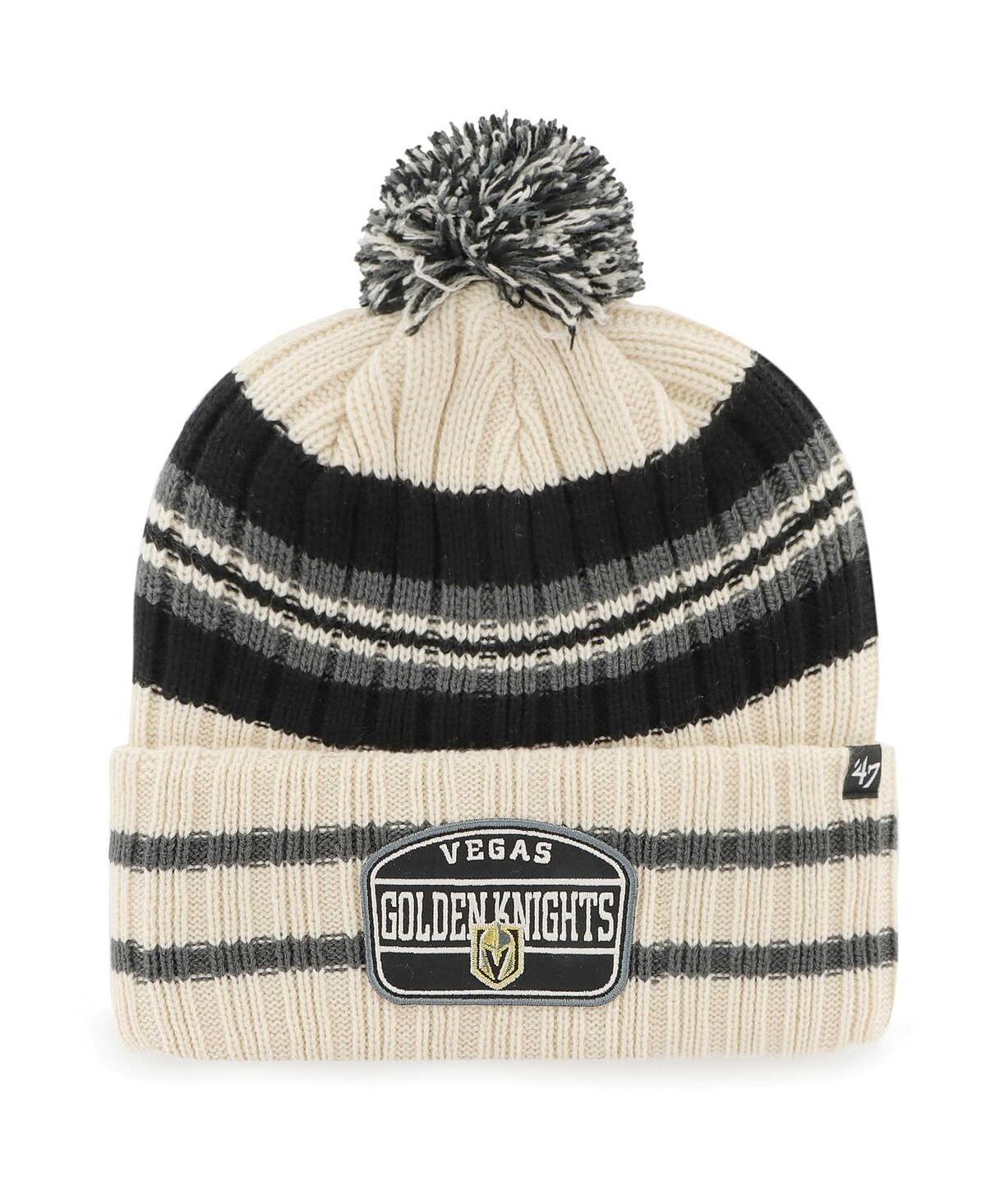 Mens 47 Cream Vegas Golden Knights Hone PatchCuffed Knit Hat with Pom Product Image