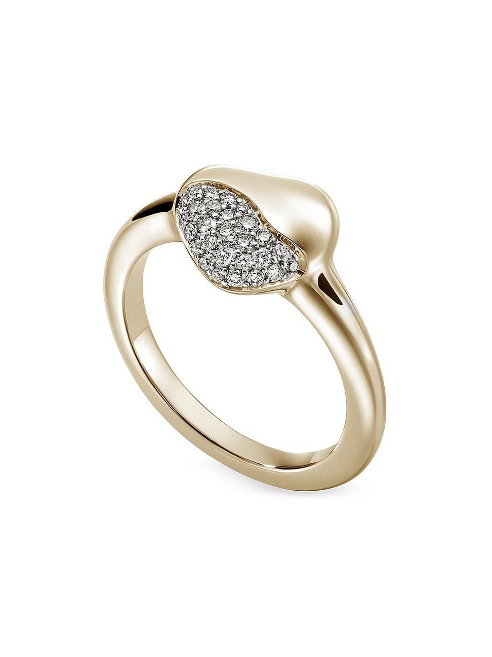 Womens Pebble 14K Yellow Gold & 0.22 TCW Diamond Heart Ring Product Image