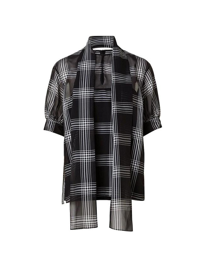 Akris Check Split Silk Organza Blouse & Scarf Product Image